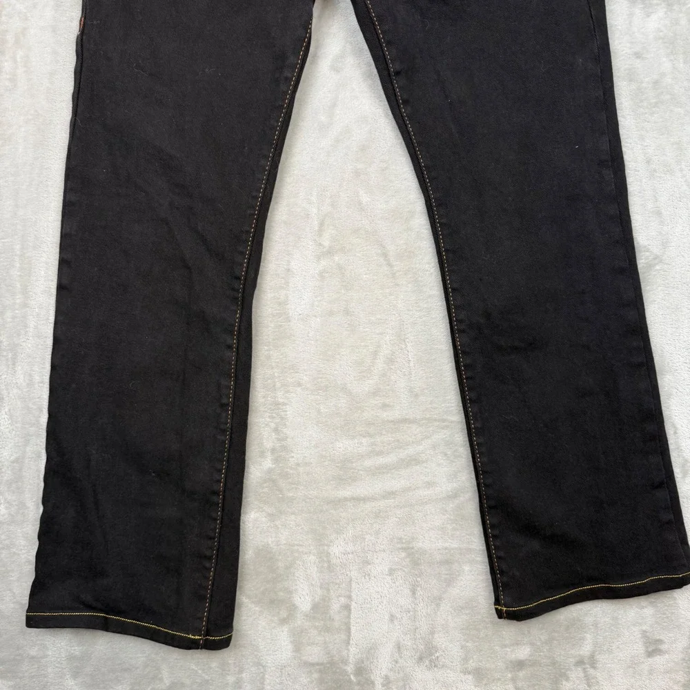 True Religion Billy Relaxed Bootcut Jeans Black Orange Contrast Stitch Mens 31